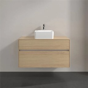 VILLEROY &amp; BOCH Collaro závesná skrinka pod umývadlo na dosku (umývadlo v strede), 2 zásuvky, s LED osvetlením, 1000 x 500 x 548 mm, Nordic Oak, C038B0VJ