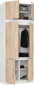 Skriňa s nadstavcom S 90 cm biela / dub sonoma