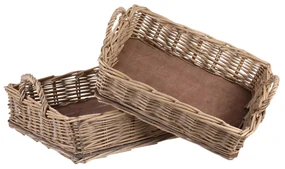 Sada prútených tácok Nature obdĺžnik, 2 ks, 2 veľkosti, 51 x 11 x 39 cm