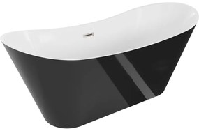 Mexen Celia, voľne stojaca vaňa 170 x 75 cm, biela-čierna, brúsená oceľ prepad, 52331707575-97