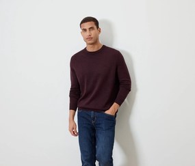 Pulóver z vlny merino, tmavočervený s melírom