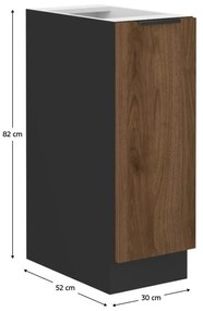 Dolná kuchynská skrinka s výsuvným košom Monzesa 30 D CARGO BB (orech okapi + čierna) . Vlastná spoľahlivá doprava až k Vám domov. 1096942