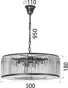 Toolight Toolight, krištáľové závesné svietidlo 6xE14 APP1652-6CP, zlatá lesklá, OSW-05699