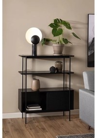 Čierna knižnica v dekore jaseňa s posuvnými dverami 94x114 cm Angus – Actona
