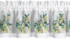 Dekorstudio Kuchynská záclonka CLOE zdobená citrónovou potlačou a čipkou 150 x 30 cm