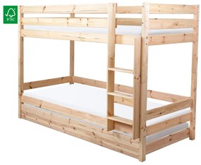 Detská poschodová posteľ 90 cm Braceaba (smrek masív) (s roštom). Vlastná spoľahlivá doprava až k Vám domov. 1116246