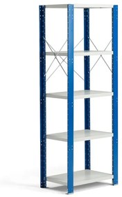 Policový kovový regál MIX, základná sekcia, 1740x600x400 mm, modrá, šedá
