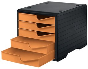 Triediaci box, 5 zásuviek, čierna/oranžová