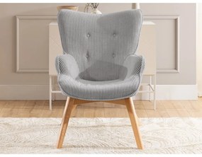 Sivé menčestrové kreslo Niko – Ropez