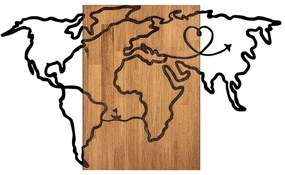 Nástenná dekorácia 118x70 cm mapa drevo/kov