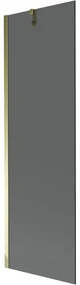 Mexen Next, vaňová zástena 1-krídlová 60 x 150 cm, fixné krídlo, 6 mm šedé sklo, zlatý profil, 895-060-000-00-40-50