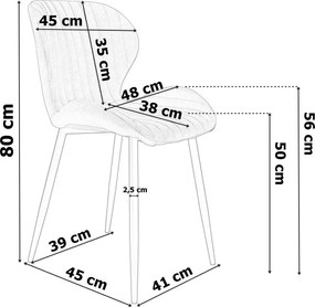 Jedálenská stolička DALLAS VELVET granátová