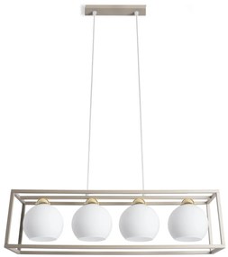 Závesné svietidlo Eliza Cage, 4x biele sklenené tienidlo v kovovom ráme