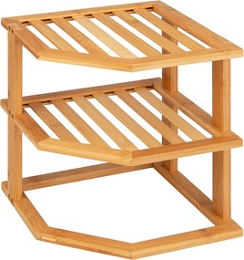 Rohová prídavná polica, bambus, 2-poschodová, CORNER, 25x25x27