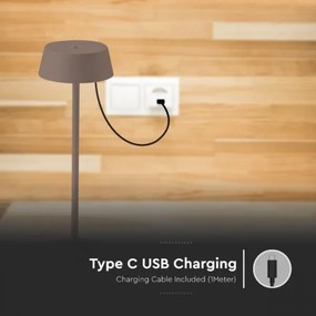 LED Vonkajšia stmievateľná dotyková dobíjacia stolná lampa LED/2W/5V IP54 hnedá