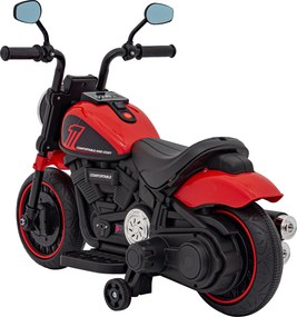 Ramiz Elektrická motorka Chopper FASTER pre deti červená + FM rádio + audio panel + LED