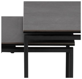 Súprava 3 čiernych konferenčných stolíkov so železným nohami Actona Katrine