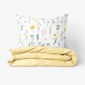 Goldea bavlnené posteľné obliečky duo - slovenská lúka s banánovou 200 x 200 a 2ks 70 x 90 cm
