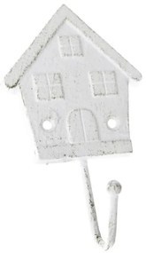 Háčik domček liatinový biely 16,5×8,5×5cm