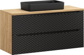 Comad Kúpeľňová skrinka s doskovým umývadlom set Ocean Black 120 čierna/dub olejovaný
