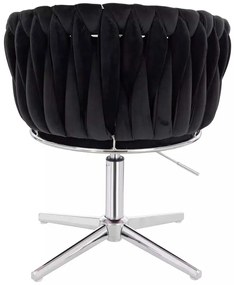 LuxuryForm DESIGN Stolička NORDEN VELUR na striebornom kríži - čierna