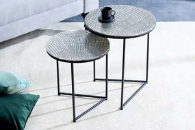 Sada odkladacích stolíkov Khalil 40 cm antik strieborná
