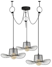Čierne závesné svietidlo pre 3 žiarovky Opviq lights Tel Hat