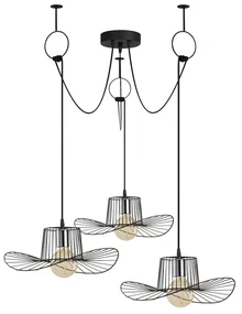Čierne závesné svietidlo pre 3 žiarovky Opviq lights Tel Hat