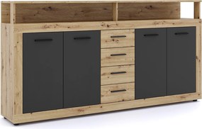 Komoda Luna 190 cm dub Artisan/čierna