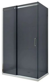 Mexen Omega, sprchovací kút s posuvnými dverami 140 (dvere) x 70 (stena) cm, 8mm sklo, chrómový profil-šedé sklo, 825-140-070-01-40