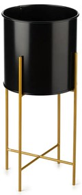 KOVOVÝ KVETINÁČ SO STOJANOM GLAMOUR 55X24 CM ČIERNA/ZLATÁ