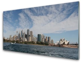 Sklenený obklad Do kuchyne Mesto more domy sydney 120x60 cm