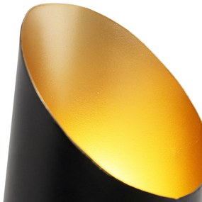 Nástenná lampa čierna so zlatým interiérom 2 svetlá - Whistle