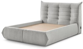 Svetlosivá čalúnená dvojlôžková posteľ s úložným priestorom s roštom 160x200 cm Clothilde – Bobochic Paris