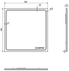 Sapho Sapho, GEMINI LED podsvietené zrkadlo 900x900mm, GM092