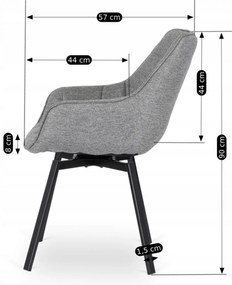 JAKS Otočná jedálenská stolička šedá látka Luna 2