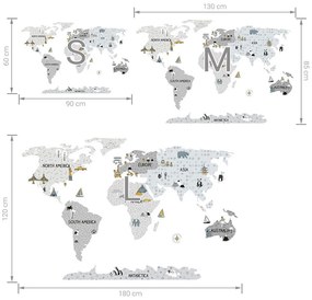 Samolepka na stenu Mapa L sivá