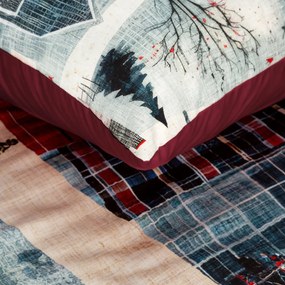 VIANOČNÉ SATÉNOVÉ OBLIEČKY NIKO 200X220 CM, 2 KS 70X80 CM VZOROVANÉ