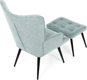 Relaxačné kreslo ušiak s taburetom ROYAL II — kov, látka, modrá