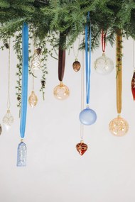 Bella Rose Sklenená vianočná ozdoba Domček Svetlomodrý Mat