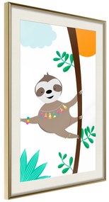 Artgeist Plagát - Happy Sloth [Poster] Veľkosť: 40x60, Verzia: Zlatý rám s passe-partout