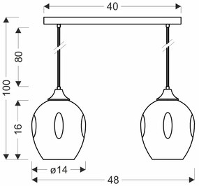 Candellux Čierno-hnedý závesný luster Aspa pre žiarovku 2x E27 32-00590