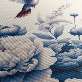 Obraz - Kolibríky nad kvetinou (s hodinami) (90x30 cm)
