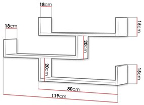 Nástenná polica TRIO 55x119 cm biela