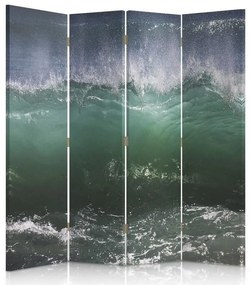 Ozdobný paraván Mořská vlna tyrkysová - 145x170 cm, štvordielny, obojstranný paraván 360°