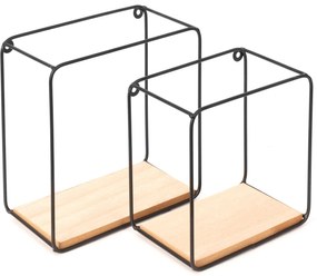 Rea - Tutumi, nástenná polička 2ks, dub somona - čierna, HOM-08560