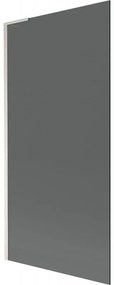 Mexen Next L, 1-krídlová vaňová zástena 90 x 150 cm, 6mm šedé sklo, 6mm číre sklo, profil brúsená oceľ, 895-090-000-03-40-97