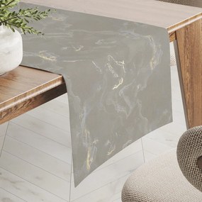 Biante Zamatový behúň na stôl Isabela IBL-019 Zlatý/dymový mramor na sivobéžovom 45x140 cm