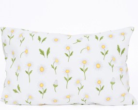 Bavlnená obliečka na vankúš Renforcé 40 × 60 cm - Sedmokrásky sivozelené/biele