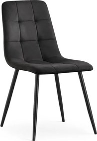 Jedálenská stolička NERO zamatová, čierna / čierne nohy